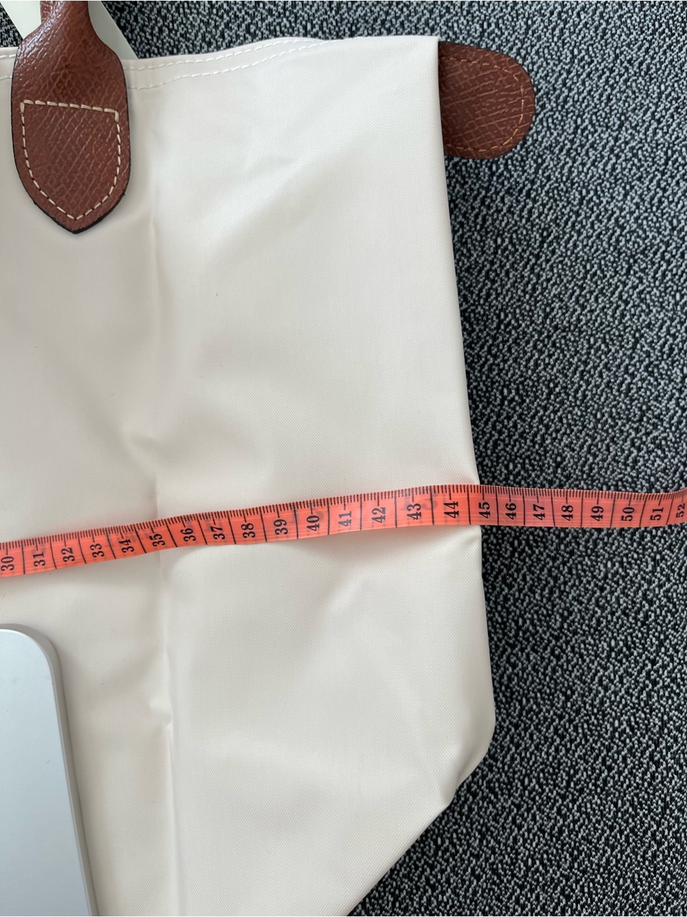 Longchamp Cream Tote with Brown Leather Handles - Picture 3 of 7